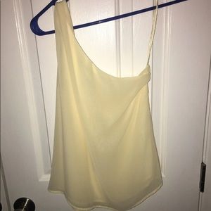 Pale yellow one shoulder top